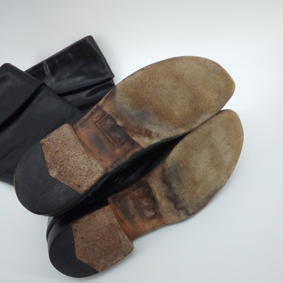 FRYE Riding Boots Leather Black Zipper Silver Ring 77215 Made in Mexico 6 B - Picture 7 of 13